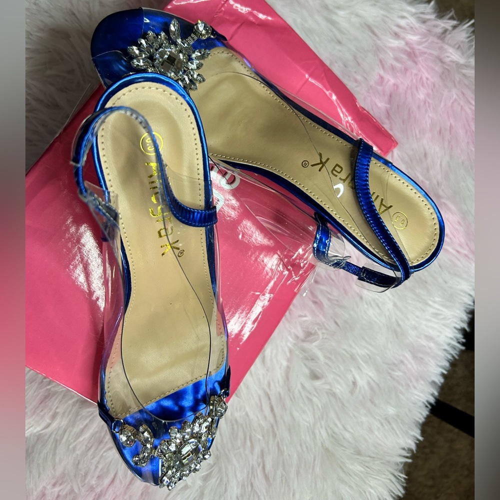 Flower Rhinestone Sandals blue - Picture 3 of 6